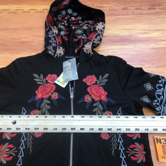 Dor Dor Couture Floral Embroidered Hoodie Small S - Picture 5 of 8
